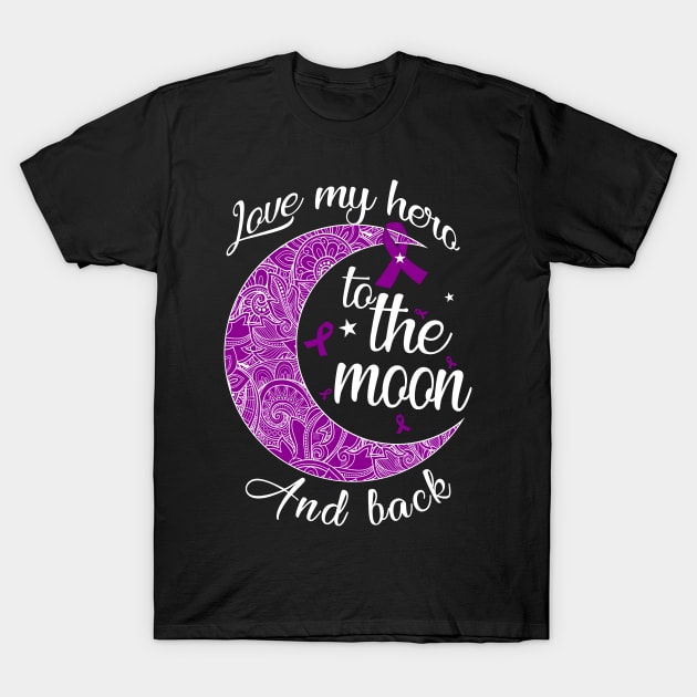 love pancreatic cancer hero to the moon T-Shirt by TeesCircle